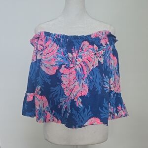 Lilly Pulitzer Blue and Pink Floral Blouse